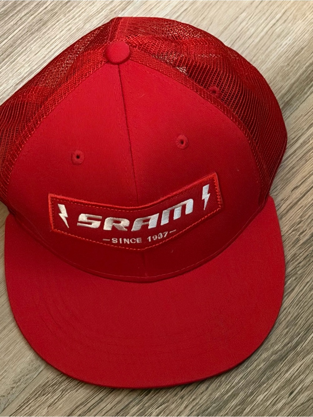 Vintage SRAM Red Trucker SnapBack Baseball Hat Cap Cycling Biking Bicycle